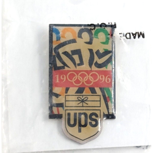 UPS United Parcel Service 1996 Olympic Rings Abstract Athletes Runner Pin VTG - Picture 5 of 5